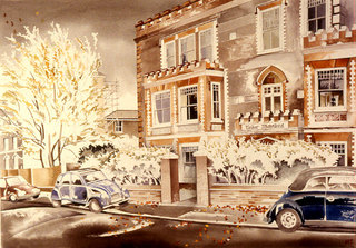 Autumn Wind at Tudor Mansions  Watercolour  45 x 65 cm  SOLD