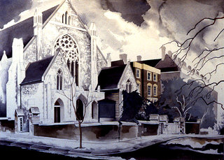 The Grey Nonconformist Church  Watercolour  47 x 68 cm  SOLD