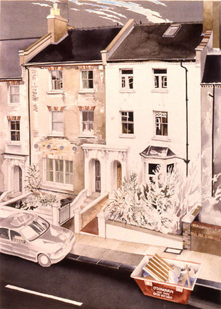 BMW &  O'Donovan's Skip outside Numbers 71 & 73  Watercolour  SOLD