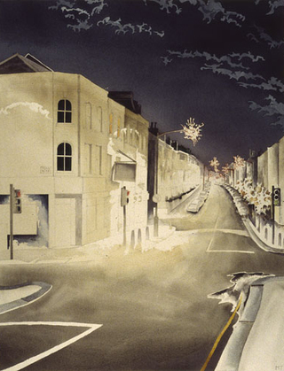 Traffic LIght Nocturne  Watercolour  60 x 46 cm SOLD