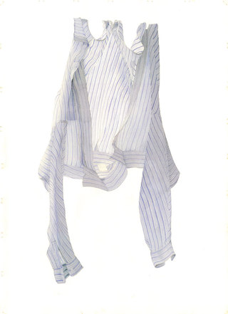 Blue Striped Shirt in a Breeze  Watercolour  76 x 57 cm  SOLD