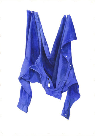 Fierce Blue Shirt  Watercolour  71 x 52 cm  SOLD