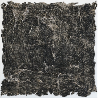 ぼくらの毛のもの, "Fur of ours", mixed media (fake fur, acrylic, thread on cotton canvas), 160 x 160cm, 2018.
