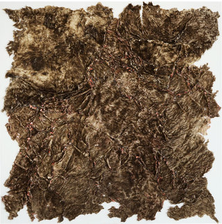 ぼくらの毛のもの（キャラクター）, mixed media (fake fur, acrylic, thread on  canvas), 162 x 162cm, 2018.