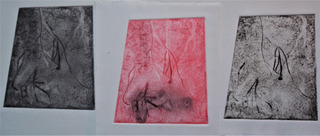 Sans titre - tryptique pointe sèche et monotype sur cuivre - 30x11 - 2021