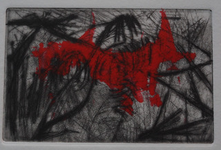 Qui du rouge ou du noir...? - pointe sèche et monotype sur cuivre - 9x5,5 - 2021